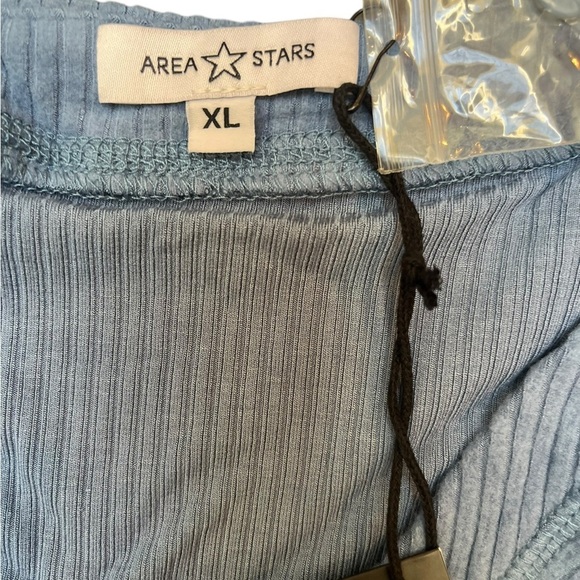 Area Stars NWT Ribbed Boyfriend Top V Neck Button Down Long Sleeve Blue XL - Picture 5 of 9